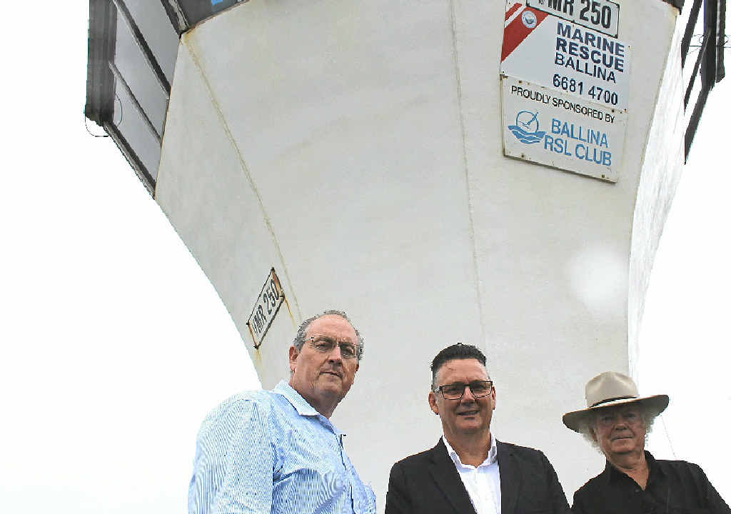 MONEY NEEDED: Pictured in front of the aged, leaning Ballina Marine Rescue tower in February is Labor’s Shadow Minister for the North Coast Walt Secord, former State Election candidate for Ballina Paul Spooner and Ballina mayor David Wright. MONEY NEEDED: Pictured in front of the aged, leaning Ballina Marine Rescue tower in February is Labor’s Shadow Minister for the North Coast Walt Secord, former State Election candidate for Ballina Paul Spooner and Ballina mayor David Wright.
