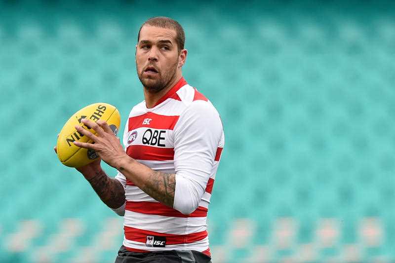 Sydney Swans AFL player Lance Franklin takes part in a training session in Sydney, Tuesday, Aug. 25, 2015. Sydney Swans AFL player Lance Franklin takes part in a training session in Sydney, Tuesday, Aug. 25, 2015.