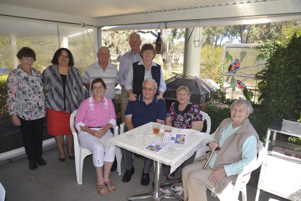 Sponsors and Ultra Golden Country Music Club members (back, from left) Carolyn Pierce, Heidi Blake, Keith Sparks, Lance and Desleigh Clarson, (front) Maureen Dunn, Keith and Anne Phillips, and Phyllis Findlay at Baringa Nursery. 