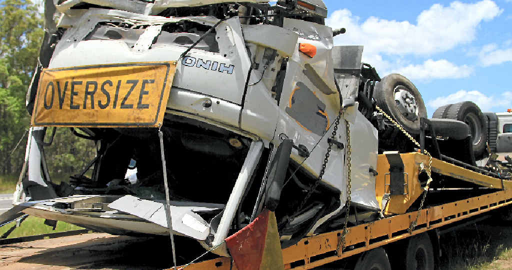 ALARMING: The remains of a tow truck after a crash at Aldershot in January. ALARMING: The remains of a tow truck after a crash at Aldershot in January.
