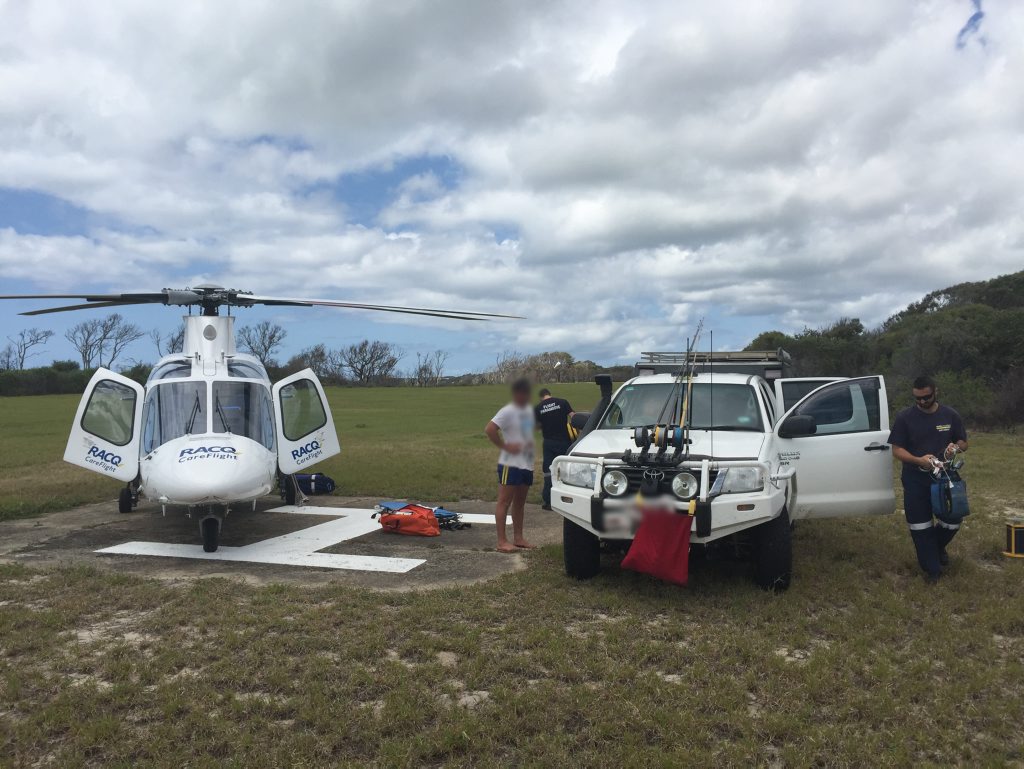 RESCUE: A boy has been airlifted by RACQ CareFlight Rescue following a sand boarding accident on Fraser Island. Photo RACQ CareFlight Rescue RESCUE: A boy has been airlifted by RACQ CareFlight Rescue following a sand boarding accident on Fraser Island. Photo RACQ CareFlight Rescue