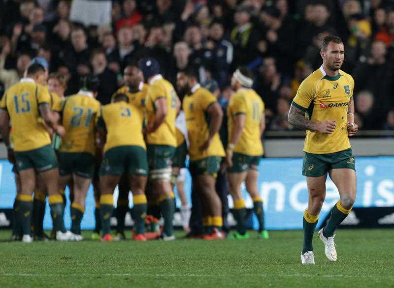 Australia`s Quade Cooper is yellow carded and leave the pitch whilst playing New Zealand in the International Rugby Test Match at Eden Park in Auckland, New Zealand on Friday, April 10, 2015. Australia`s Quade Cooper is yellow carded and leave the pitch whilst playing New Zealand in the International Rugby Test Match at Eden Park in Auckland, New Zealand on Friday, April 10, 2015.
