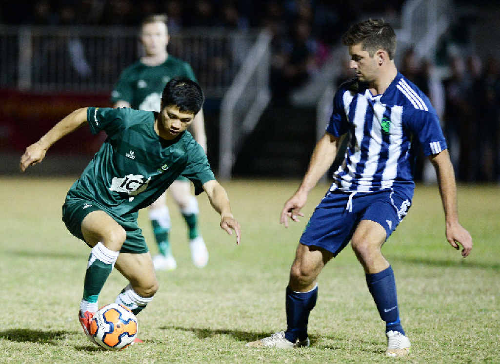 STRIKE POWER: Mekwan Chatmankon, was one of the three Frenchville strikers who dominated up front and laid the foundations for Frenchville’s three-goal victory. STRIKE POWER: Mekwan Chatmankon, was one of the three Frenchville strikers who dominated up front and laid the foundations for Frenchville’s three-goal victory.