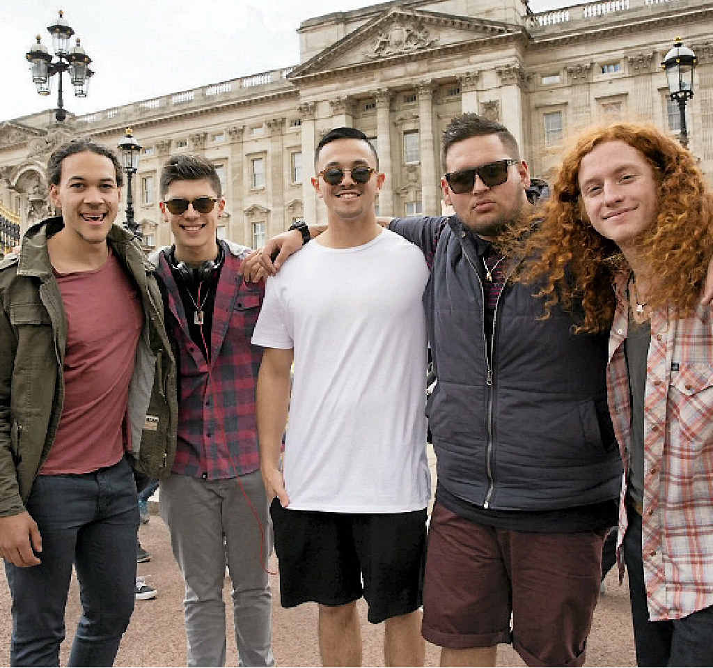 LONDON TOWN: The X Factor contestant Jimmy Davis, right, pictured with his fellow Under 25 Boys category members in London. LONDON TOWN: The X Factor contestant Jimmy Davis, right, pictured with his fellow Under 25 Boys category members in London.