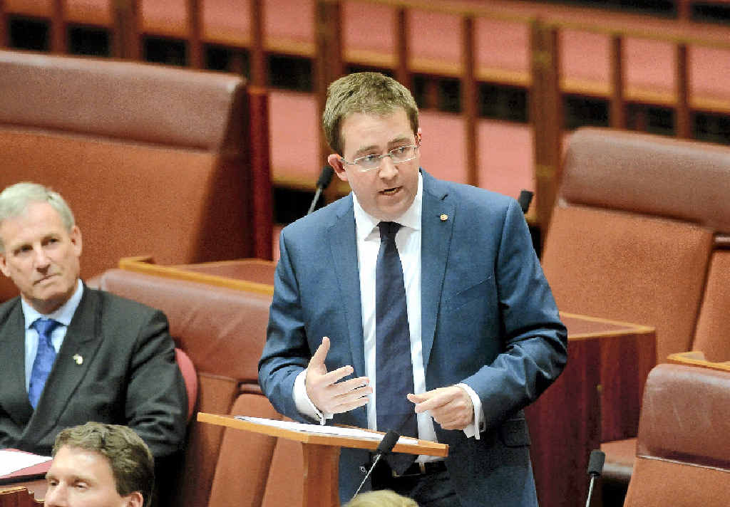 STEP UP: Liberal Party Senator James McGrath in July, 2014 delivering his maiden speech to the Senate at Parliament House. STEP UP: Liberal Party Senator James McGrath in July, 2014 delivering his maiden speech to the Senate at Parliament House.