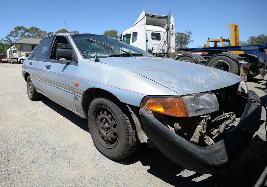 Car invovled in a crash on Tuesday night. Photo Allan Reinikka / The Morning Bulletin Car invovled in a crash on Tuesday night. Photo Allan Reinikka / The Morning Bulletin
