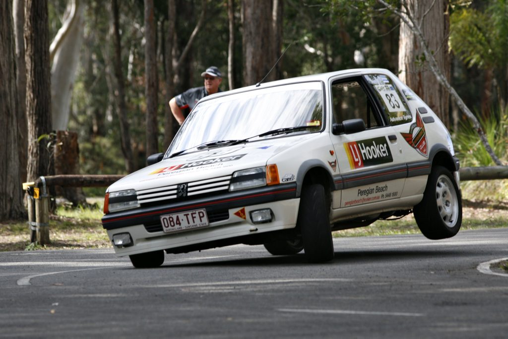 ACTION MAN: Noosaville's Anthony Williams is fully committed in his Peugeot 205 GTi at the House With No Steps Gymkhana, Doonan. Photo: Trev Pedler ACTION MAN: Noosaville's Anthony Williams is fully committed in his Peugeot 205 GTi at the House With No Steps Gymkhana, Doonan. Photo: Trev Pedler