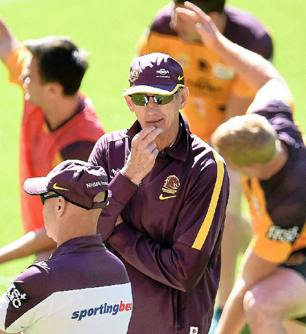 CONFIDENT: Brisbane Broncos coach Wayne Bennett looks on during training at Suncorp Stadium yesterday. CONFIDENT: Brisbane Broncos coach Wayne Bennett looks on during training at Suncorp Stadium yesterday.