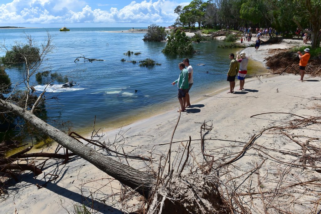 AS IT HAPPENED: A large sink hole has swallowed a large chunk of the camping area on Inskip Point, taking with it a caravan, camper trailer and one vehicle. AS IT HAPPENED: A large sink hole has swallowed a large chunk of the camping area on Inskip Point, taking with it a caravan, camper trailer and one vehicle.