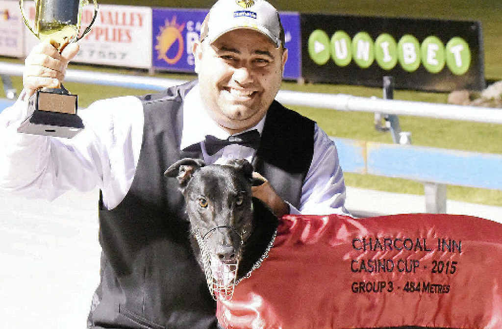 WINNING WAYS: Anthony Azzopardi’s greyhound Jack Kade took out top prize in the Group 3 Charcoal Inn Casino Cup. WINNING WAYS: Anthony Azzopardi’s greyhound Jack Kade took out top prize in the Group 3 Charcoal Inn Casino Cup.