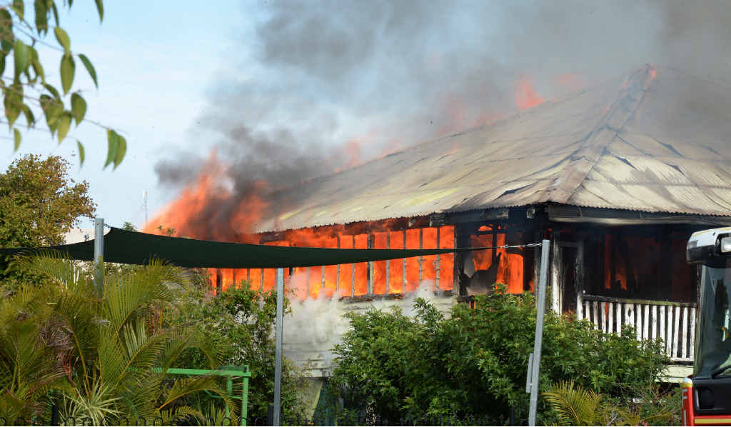RIPPED APART: A family of seven were lucky to escape from their Murray St home after it caught fire yesterday morning. RIPPED APART: A family of seven were lucky to escape from their Murray St home after it caught fire yesterday morning.