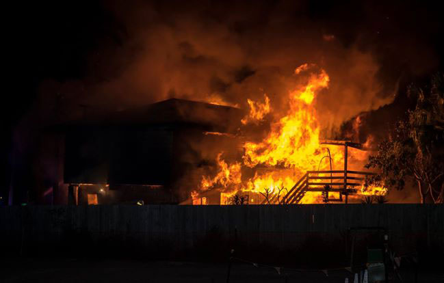 A house has been destroyed by fire at Bellbird Park overnight. A house has been destroyed by fire at Bellbird Park overnight.