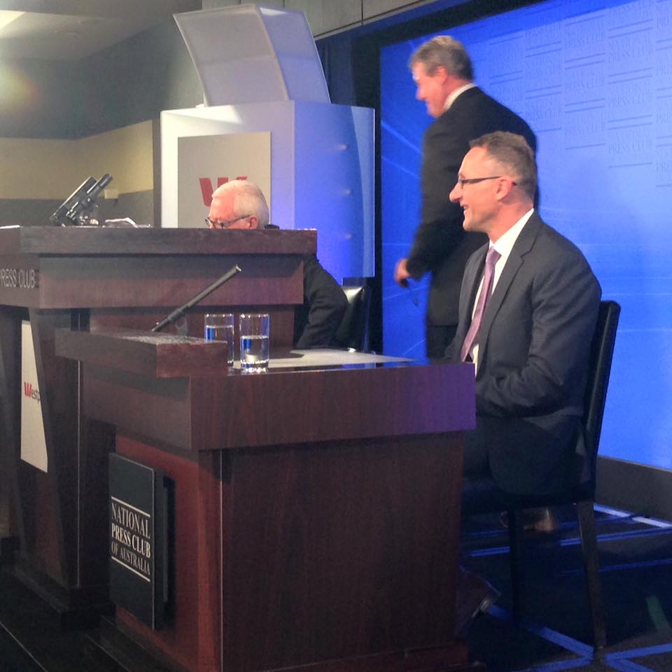 Senator Richard Di Natale speaks to the National Press Club. Senator Richard Di Natale speaks to the National Press Club.