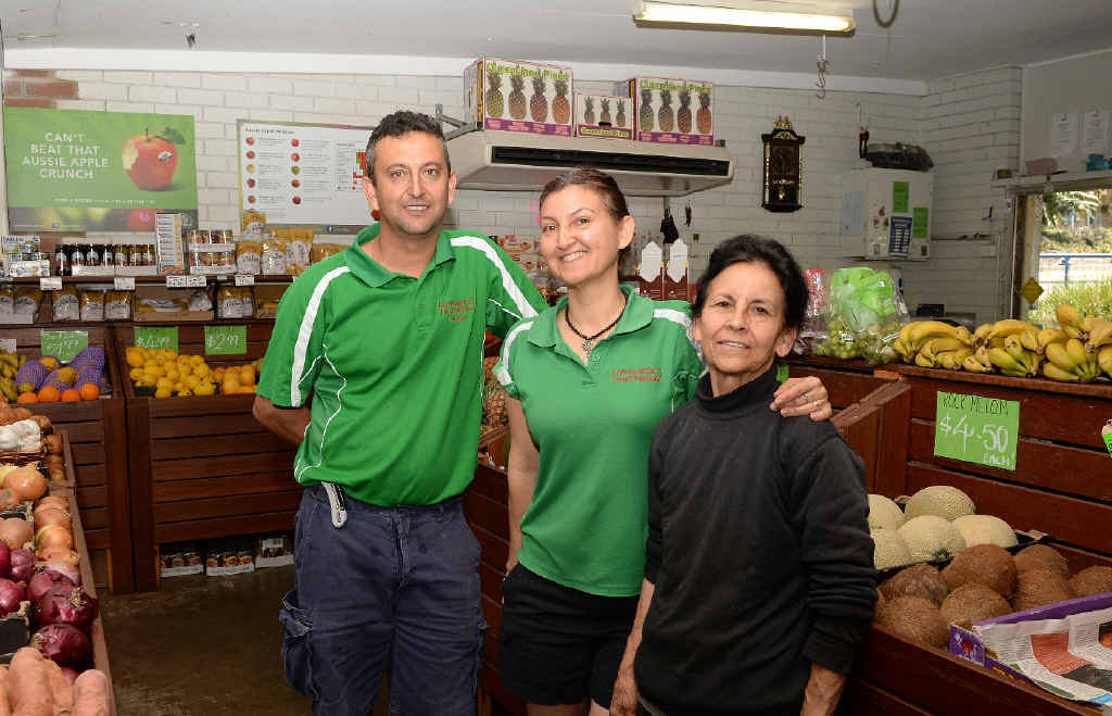 WE ARE FAMILY: Lombardo’s fruit market was open 41 years ago, from right to left: Joan Lombardo, Felicia Fryatt and Frank Lombardo. WE ARE FAMILY: Lombardo’s fruit market was open 41 years ago, from right to left: Joan Lombardo, Felicia Fryatt and Frank Lombardo.