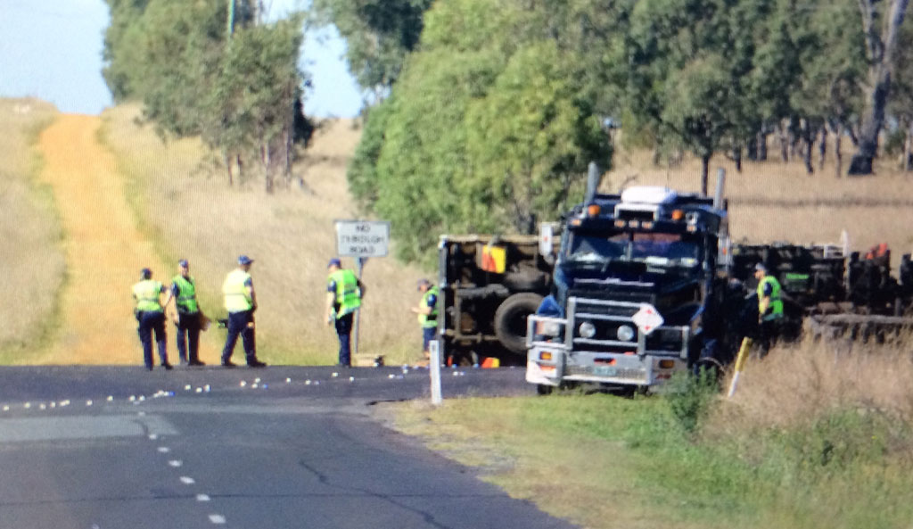 Police at the scene of a fatal traffic crash occurred at Peak Crossing on Thursday morning. Police at the scene of a fatal traffic crash occurred at Peak Crossing on Thursday morning.