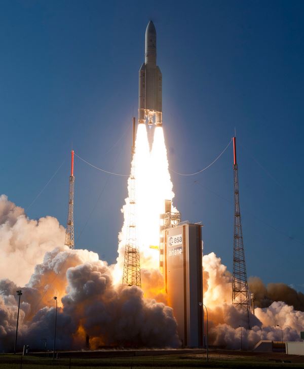 The NBN Space Muster satellite launching from the Guiana Space Centre in South America The NBN Space Muster satellite launching from the Guiana Space Centre in South America