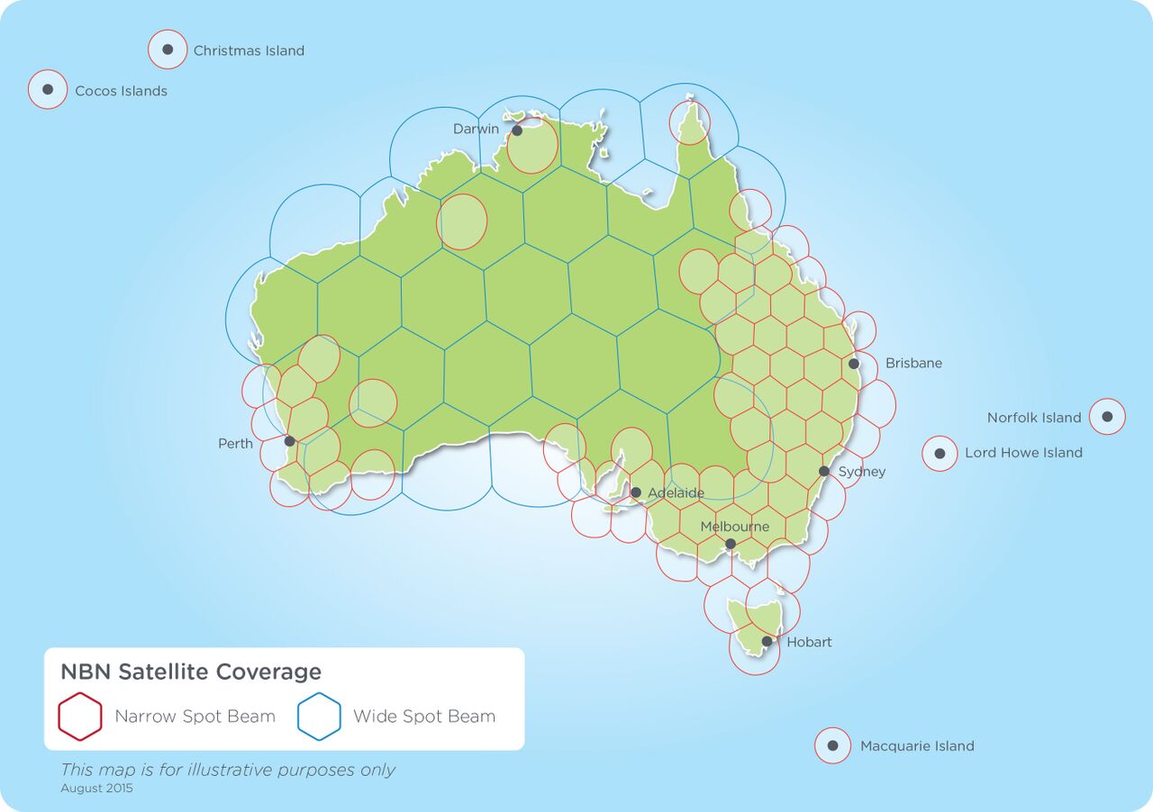What areas the new NBN satellite will cover What areas the new NBN satellite will cover