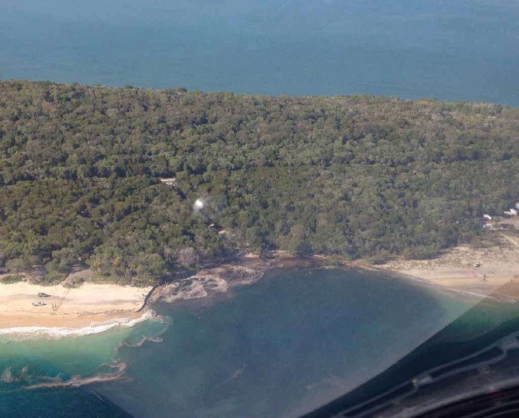 VIEW FROM ABOVE: The large chunk of Inskip Point missing following the underwater landslide. VIEW FROM ABOVE: The large chunk of Inskip Point missing following the underwater landslide.