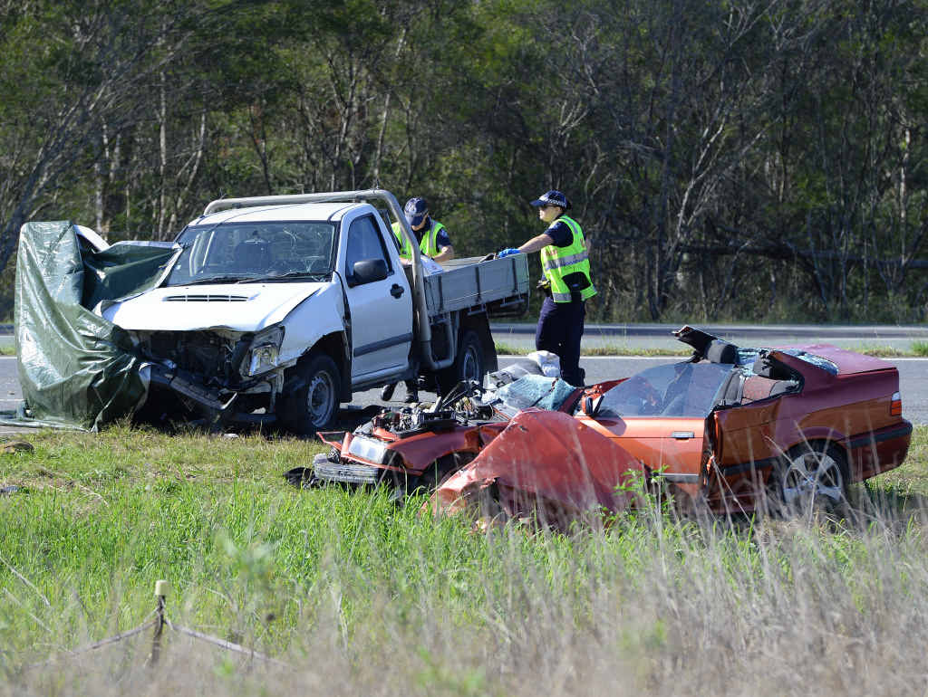 FATAL: The scene of the crash on the Cunningham Highway yesterday. FATAL: The scene of the crash on the Cunningham Highway yesterday.