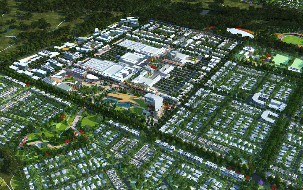 AERIAL VIEW: The proposed Aura city centre. AERIAL VIEW: The proposed Aura city centre.