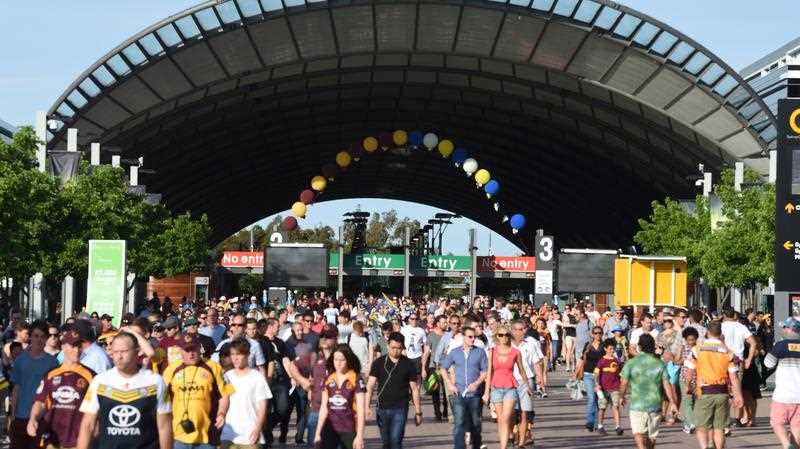 Cowboys and Broncos fans arriving for the NRL Grand Final between the Brisbane Broncos and the North Queensland Cowboys at ANZ Stadium in Sydney, Sunday, Oct. 4, 2015. Cowboys and Broncos fans arriving for the NRL Grand Final between the Brisbane Broncos and the North Queensland Cowboys at ANZ Stadium in Sydney, Sunday, Oct. 4, 2015.