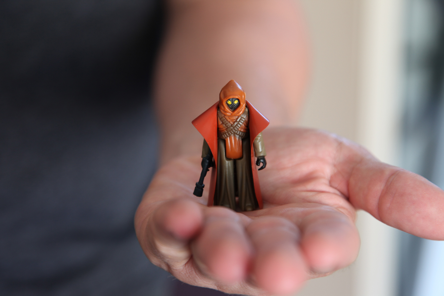 TINY TREASURE: Paul Vandemeer’s rare and valuable vinyl cape Jawa figure. TINY TREASURE: Paul Vandemeer’s rare and valuable vinyl cape Jawa figure.