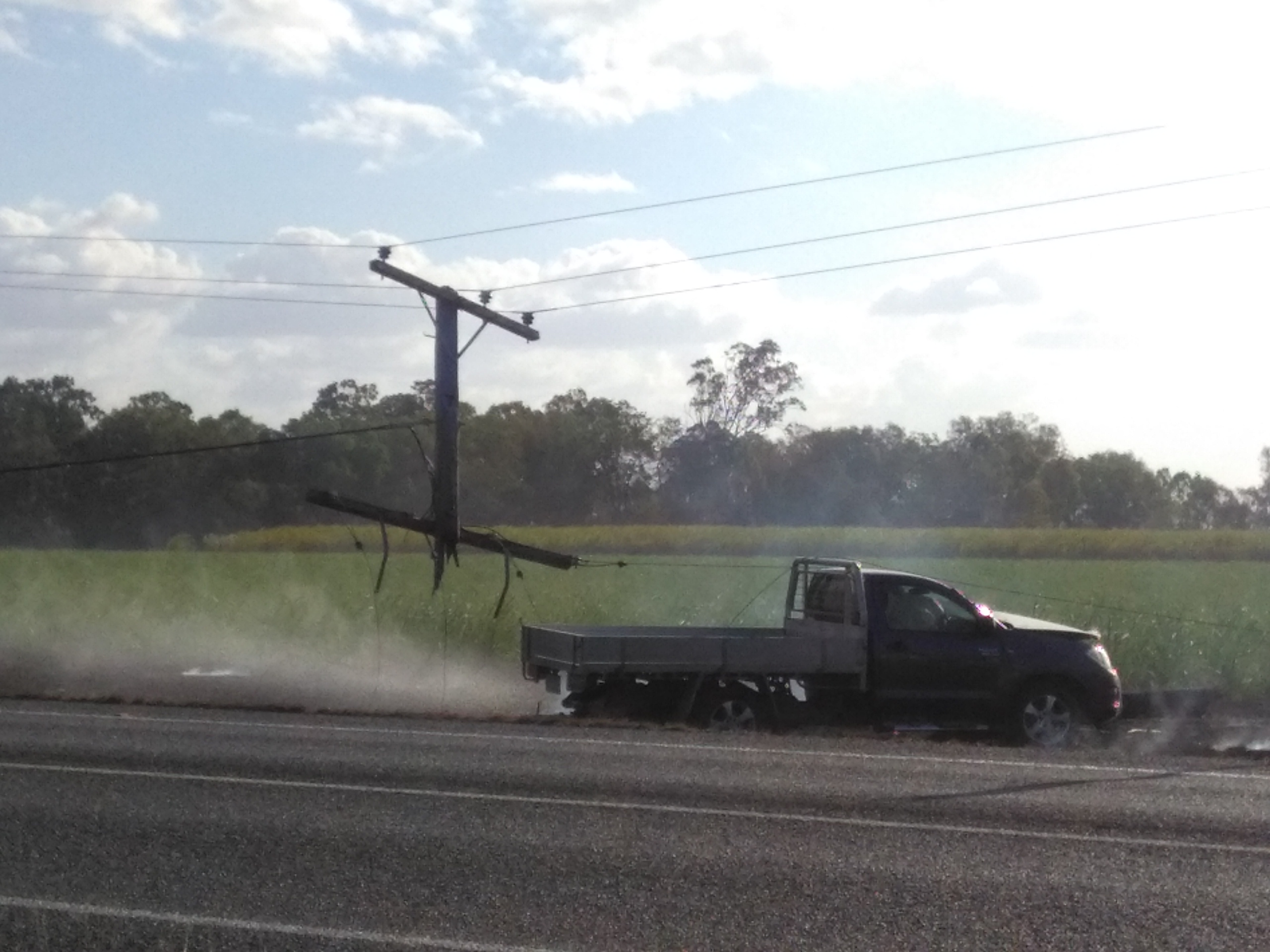 Scene of the crash on the Bruce Hwy south of Mackay Scene of the crash on the Bruce Hwy south of Mackay