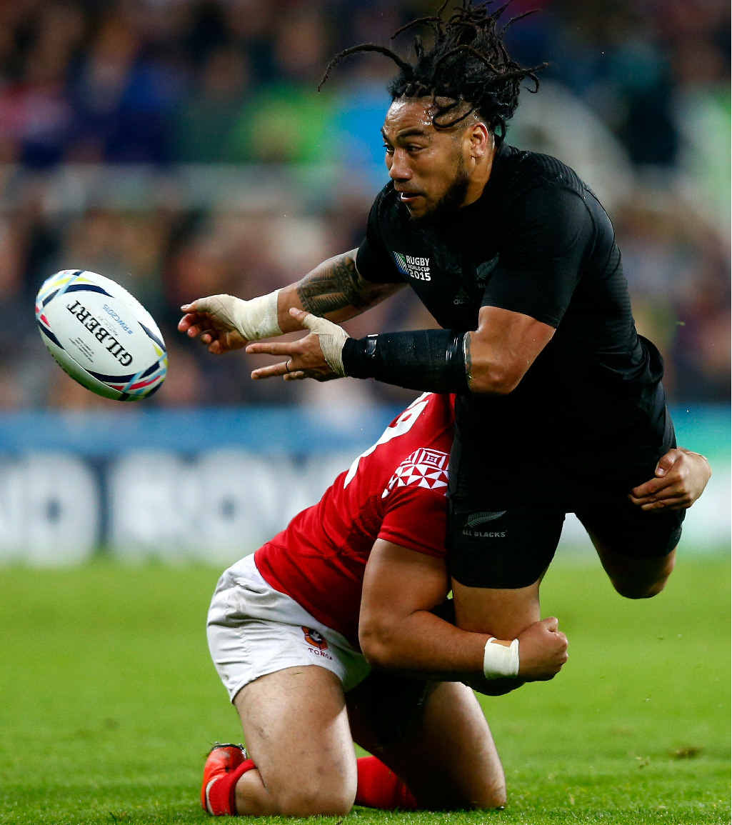 CALM UNDER PRESSURE: New Zealand’s Ma’a Nonu manages to get the pass away as his legs are taken from under in the clash against Tonga at St James’ Park, Newcastle upon Tyne. CALM UNDER PRESSURE: New Zealand’s Ma’a Nonu manages to get the pass away as his legs are taken from under in the clash against Tonga at St James’ Park, Newcastle upon Tyne.