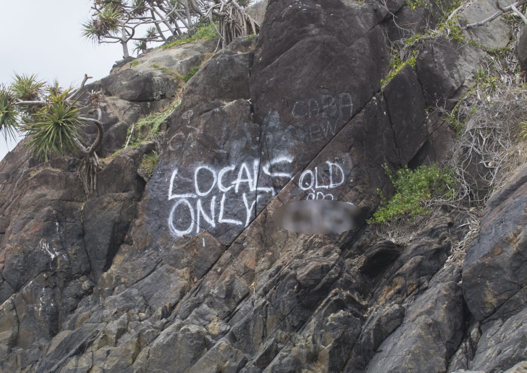 Part of the graffiti at Cabarita Headland, October 2015. Part of graffiti blurred to avoid offence. Photo: Liana Turner / Tweed Daily News Part of the graffiti at Cabarita Headland, October 2015. Part of graffiti blurred to avoid offence. Photo: Liana Turner / Tweed Daily News