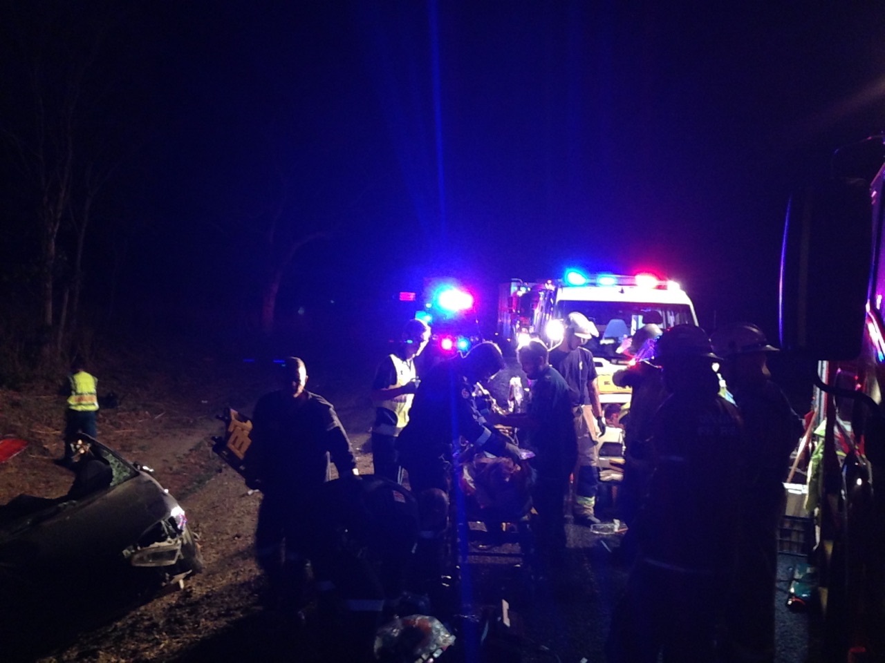 Emergency services on the scene of the Sarina crash. Emergency services on the scene of the Sarina crash.