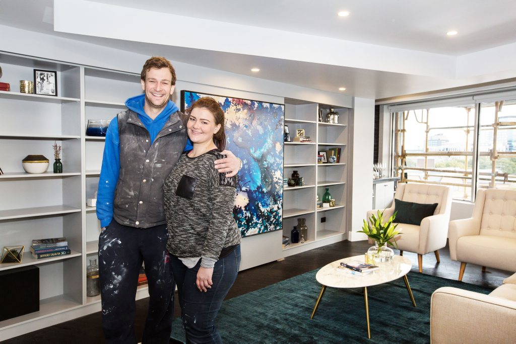 The Block's Luke and Ebony in their winning living room. The Block's Luke and Ebony in their winning living room.