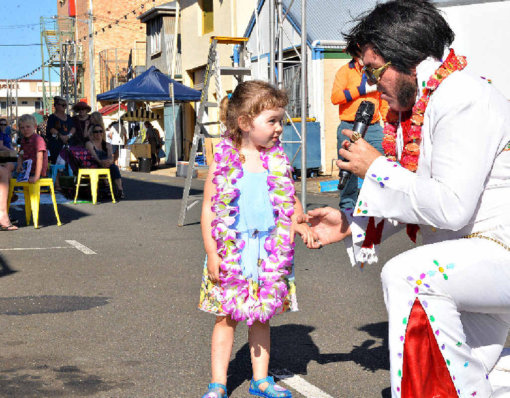 ROCK IDOL: Akira Franklin watches Elvis Dad Baz Franklin perform at the Restamped Crush Event in Post Office Lane. ROCK IDOL: Akira Franklin watches Elvis Dad Baz Franklin perform at the Restamped Crush Event in Post Office Lane.