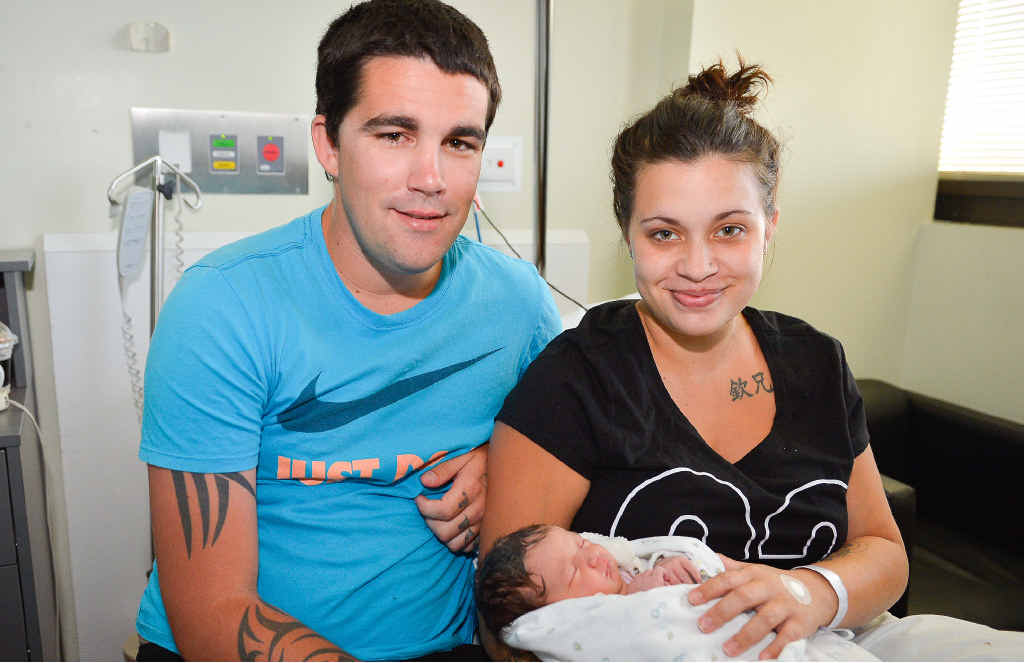 Matthew Gahan and Sheridan Doodson with their new daughter Destiny. Matthew Gahan and Sheridan Doodson with their new daughter Destiny.