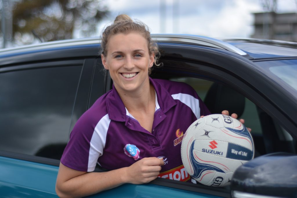 SUZUKI LOVE: Australian international netballer Gabi Simpson says her Suzuki Vitara has space for long-legged teammates SUZUKI LOVE: Australian international netballer Gabi Simpson says her Suzuki Vitara has space for long-legged teammates