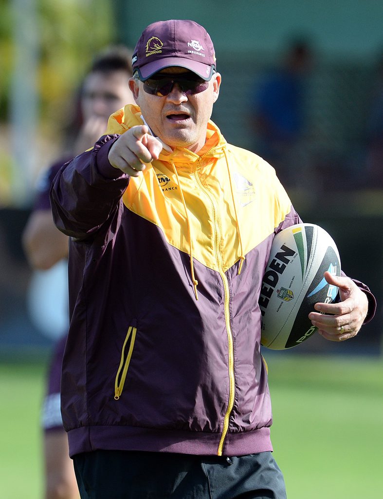Brisbane Broncos coach Anthony Griffin directs players during training in Brisbane, Thursday, May 8, 2014. The Broncos will meet the North Queensland Cowboys in Townsville on Friday for their round 9 clash. (AAP Image/Dan Peled) NO ARCHIVING Brisbane Broncos coach Anthony Griffin directs players during training in Brisbane, Thursday, May 8, 2014. The Broncos will meet the North Queensland Cowboys in Townsville on Friday for their round 9 clash. (AAP Image/Dan Peled) NO ARCHIVING