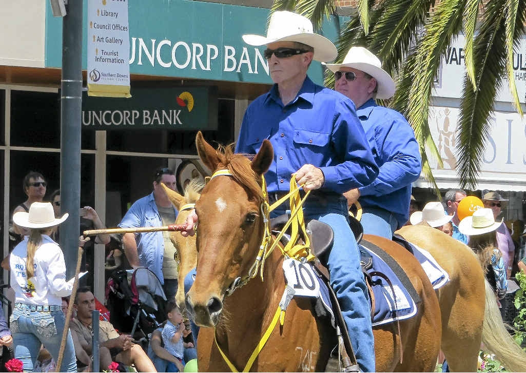 FINE DISPLAY: Taking part in last year’s street parade are Kent Saddlery RASQ Outback Riders members Konrad Beer (left) and Trevor Fowke. FINE DISPLAY: Taking part in last year’s street parade are Kent Saddlery RASQ Outback Riders members Konrad Beer (left) and Trevor Fowke.