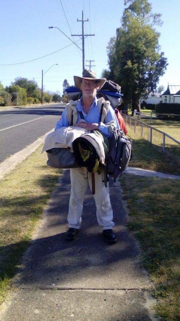 Grant 'John' Cadoret the 'highway man' has been wandering the country's highways for years. Photo Contributed Grant 'John' Cadoret the 'highway man' has been wandering the country's highways for years. Photo Contributed