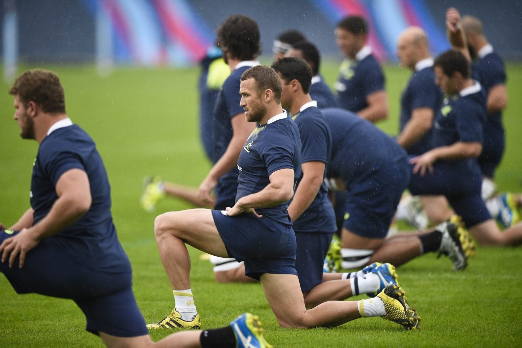 Australian centre Matt Giteau at a Wallabies training session. Australian centre Matt Giteau at a Wallabies training session.