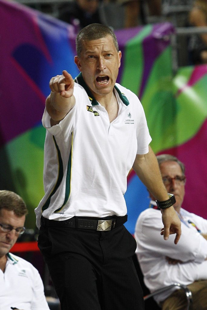 Andrej Lemanis gestures to his players while coaching Australia during the 2014 FIBA World basketball championships match against Turkey at the Palau Sant Jordi arena in Barcelona. Photo: AFP PHOTO/ QUIQUE GARCIA Andrej Lemanis gestures to his players while coaching Australia during the 2014 FIBA World basketball championships match against Turkey at the Palau Sant Jordi arena in Barcelona. Photo: AFP PHOTO/ QUIQUE GARCIA