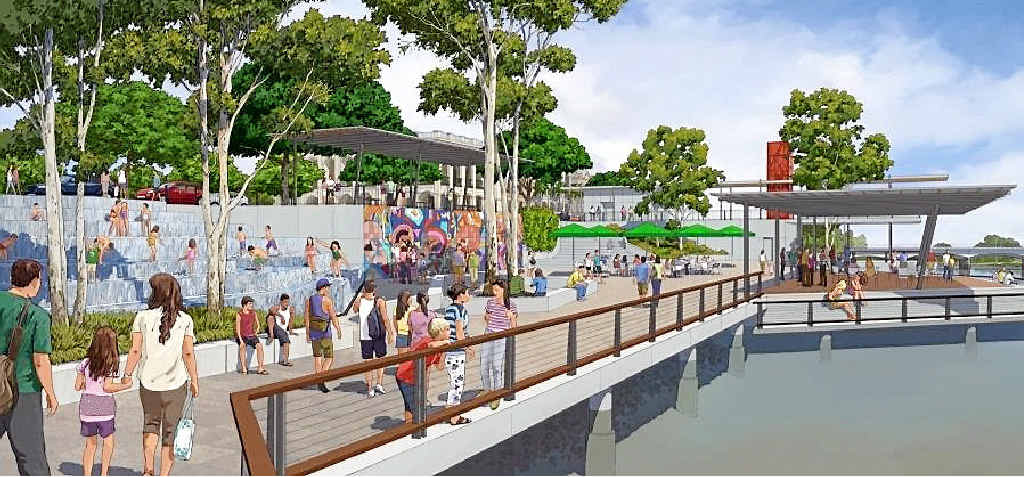 GOING AHEAD: An artist’s impression for Rockhampton Regional Council’s riverbank development, which was supposed to begin phase one of construction on Tuesday. GOING AHEAD: An artist’s impression for Rockhampton Regional Council’s riverbank development, which was supposed to begin phase one of construction on Tuesday.