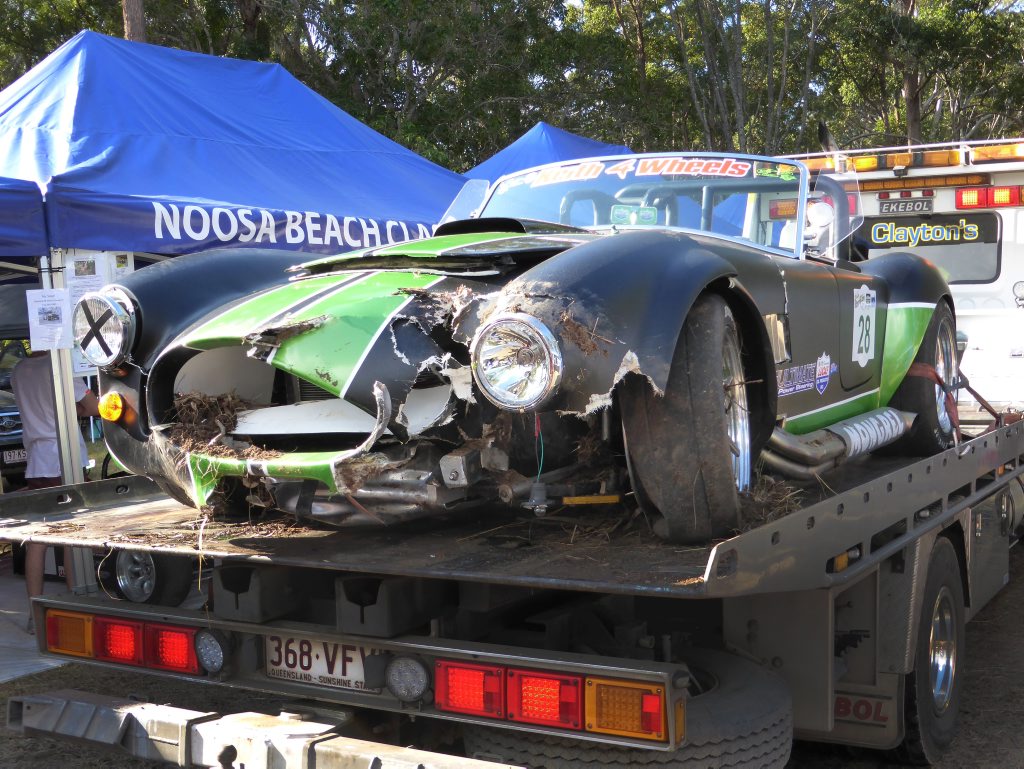 Quick Cobra shows its battle scars at the Mid Year Noosa Hill Climb. Photo: Iain Curry Quick Cobra shows its battle scars at the Mid Year Noosa Hill Climb. Photo: Iain Curry