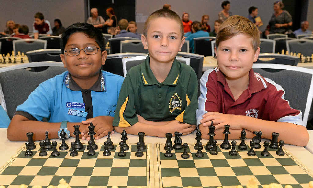 COMPETITIVE PLAYERS: Adheesha Suraweera, Cody Scanky and Reece Buckholz at the chess tournament. Photo: Mike Knott / NewsMail COMPETITIVE PLAYERS: Adheesha Suraweera, Cody Scanky and Reece Buckholz at the chess tournament. Photo: Mike Knott / NewsMail