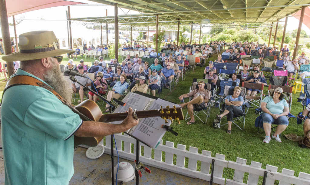 Garry Yowie delivers a set to a large early crowd at the Clarence Valley Country Muster. PHOTO: ADAM HOURIGAN Garry Yowie delivers a set to a large early crowd at the Clarence Valley Country Muster. PHOTO: ADAM HOURIGAN