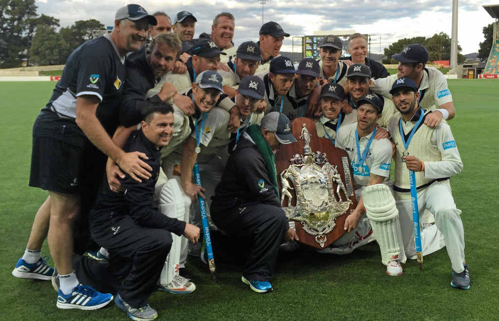 REIGNING CHAMPS: Victoria after winning last season’s Sheffield Shield. REIGNING CHAMPS: Victoria after winning last season’s Sheffield Shield.