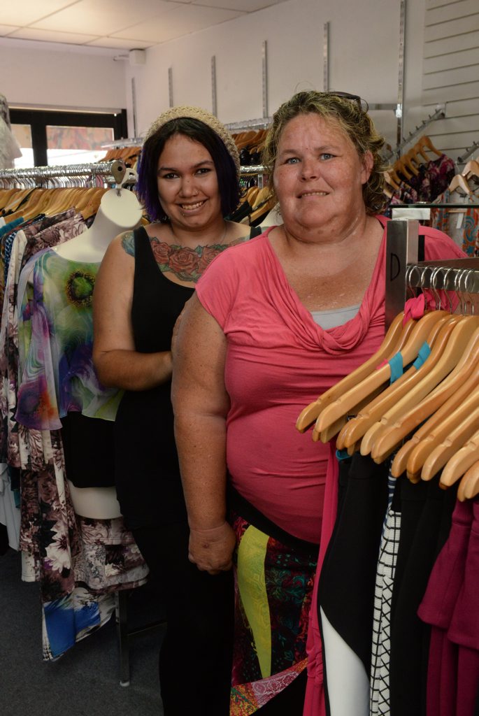 FASHION STORE: Shop assistant Kahla Dunrobin with Janine Northcott who has opened her dream shop after a horrific car accident two years ago. Photo: Mike Knott / NewsMail FASHION STORE: Shop assistant Kahla Dunrobin with Janine Northcott who has opened her dream shop after a horrific car accident two years ago. Photo: Mike Knott / NewsMail