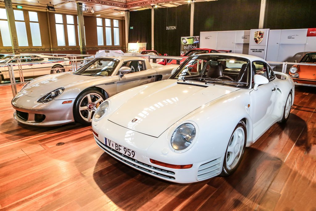 PORSCHE LEGENDS: A 959 (front) and Carrera GT helped celebrate the 50th Anniversary of the supercar at Motorclassica. PORSCHE LEGENDS: A 959 (front) and Carrera GT helped celebrate the 50th Anniversary of the supercar at Motorclassica.