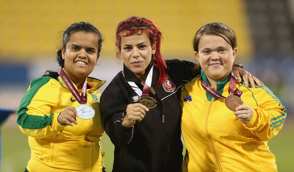 MAJOR SUCCESS: Ipswich and District Athletic Club representative Claire Keefer (right) with the shotput bronze medal she won at the IPC world championships. MAJOR SUCCESS: Ipswich and District Athletic Club representative Claire Keefer (right) with the shotput bronze medal she won at the IPC world championships.