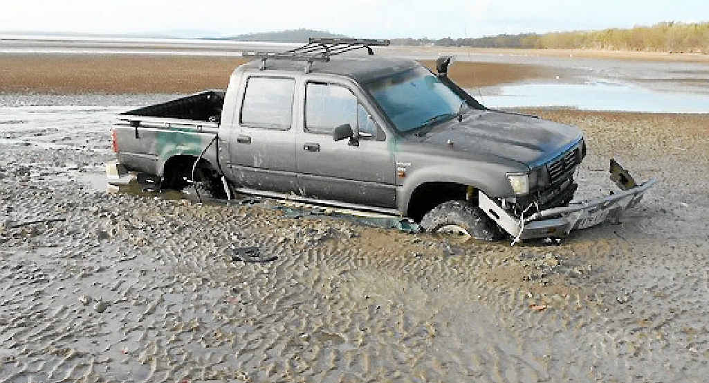 BAD LUCK: Armstrong Beach resident Phil Bensted stumbled on this bogged vehicle when he went for a walk on Sunday. BAD LUCK: Armstrong Beach resident Phil Bensted stumbled on this bogged vehicle when he went for a walk on Sunday.