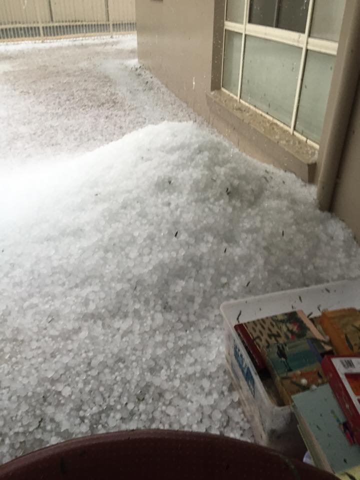 Piles of hail in Chinchilla. Piles of hail in Chinchilla.
