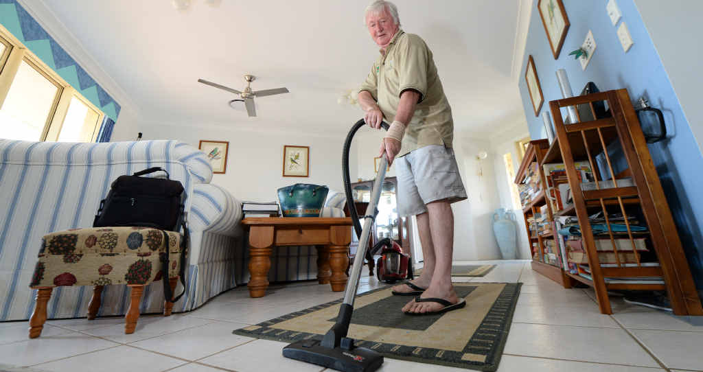 CLEANING UP: Since retiring, Malcolm Wells has taken over the domestic duties at home as his wife continues to work. CLEANING UP: Since retiring, Malcolm Wells has taken over the domestic duties at home as his wife continues to work.